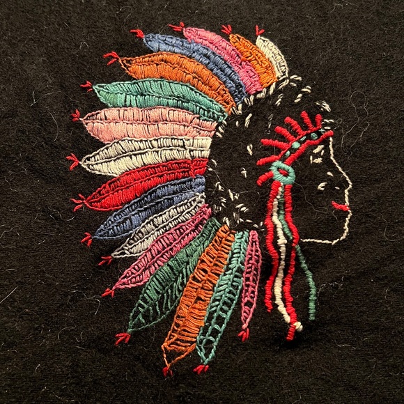 Handmade Jackets & Blazers - Vintage Handmade Native American Chief embroidered wool vest